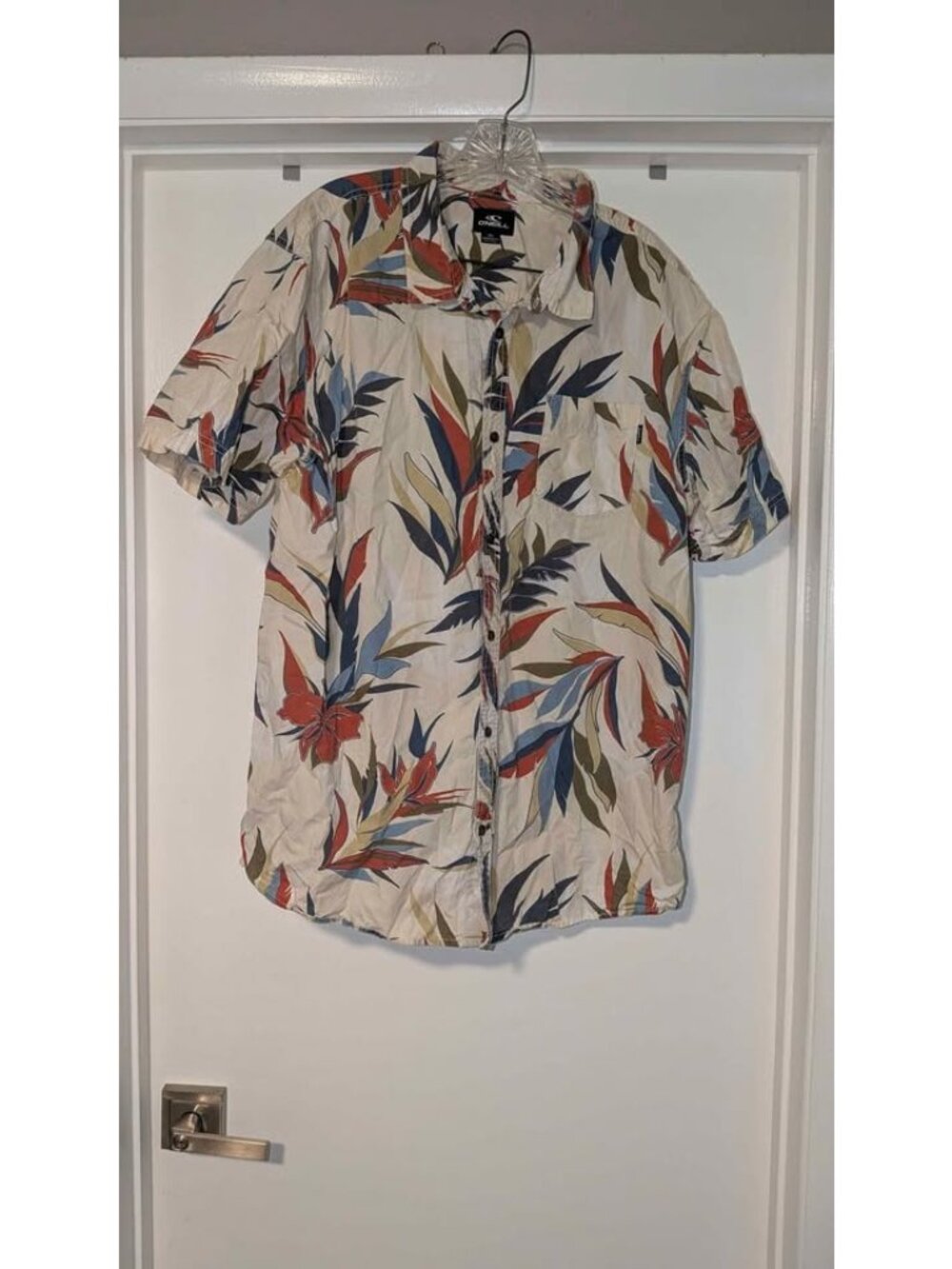 O'Neill Floral Short Sleeve Button Down Shirt sz XL 100% cotton Men's